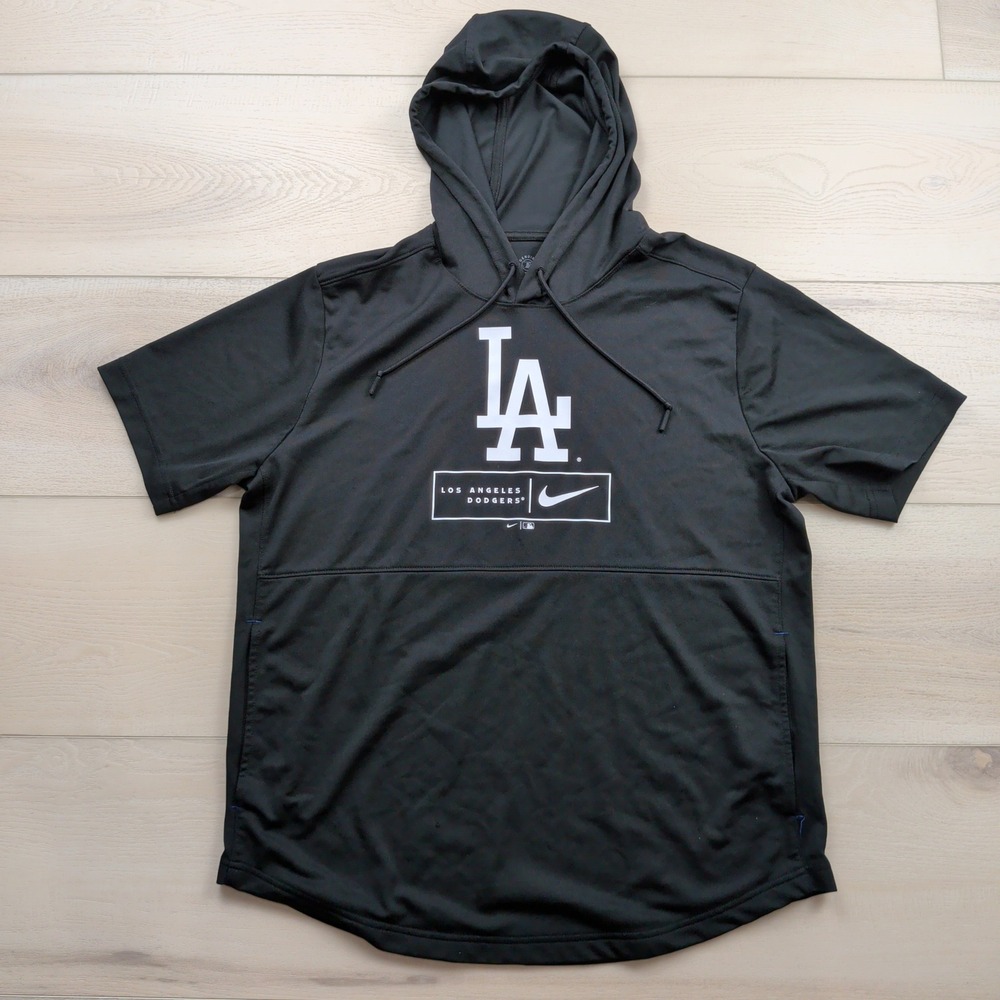 Nike Los Angeles Dodgers Lockup Performance Short Sleeve Lightweight Hoodie L